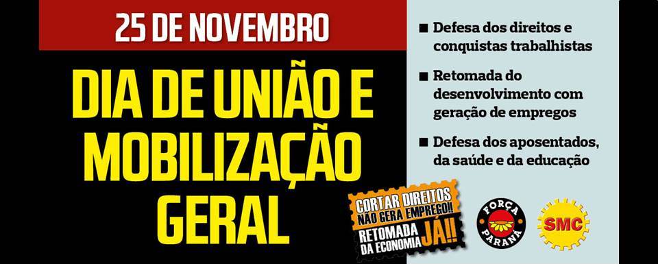 Força Paraná mobiliza trabalhadores para protesto nacional nesta sexta-feira (25)