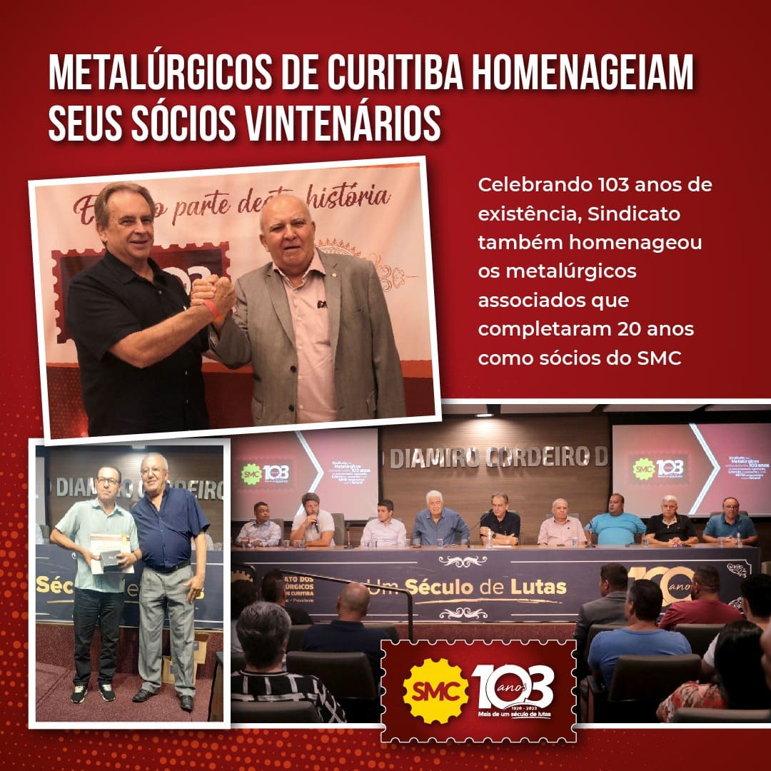 EM SEUS 103 ANOS, SINDICATO HOMENAGEIA SEUS SÓCIOS VINTENÁRIOS 