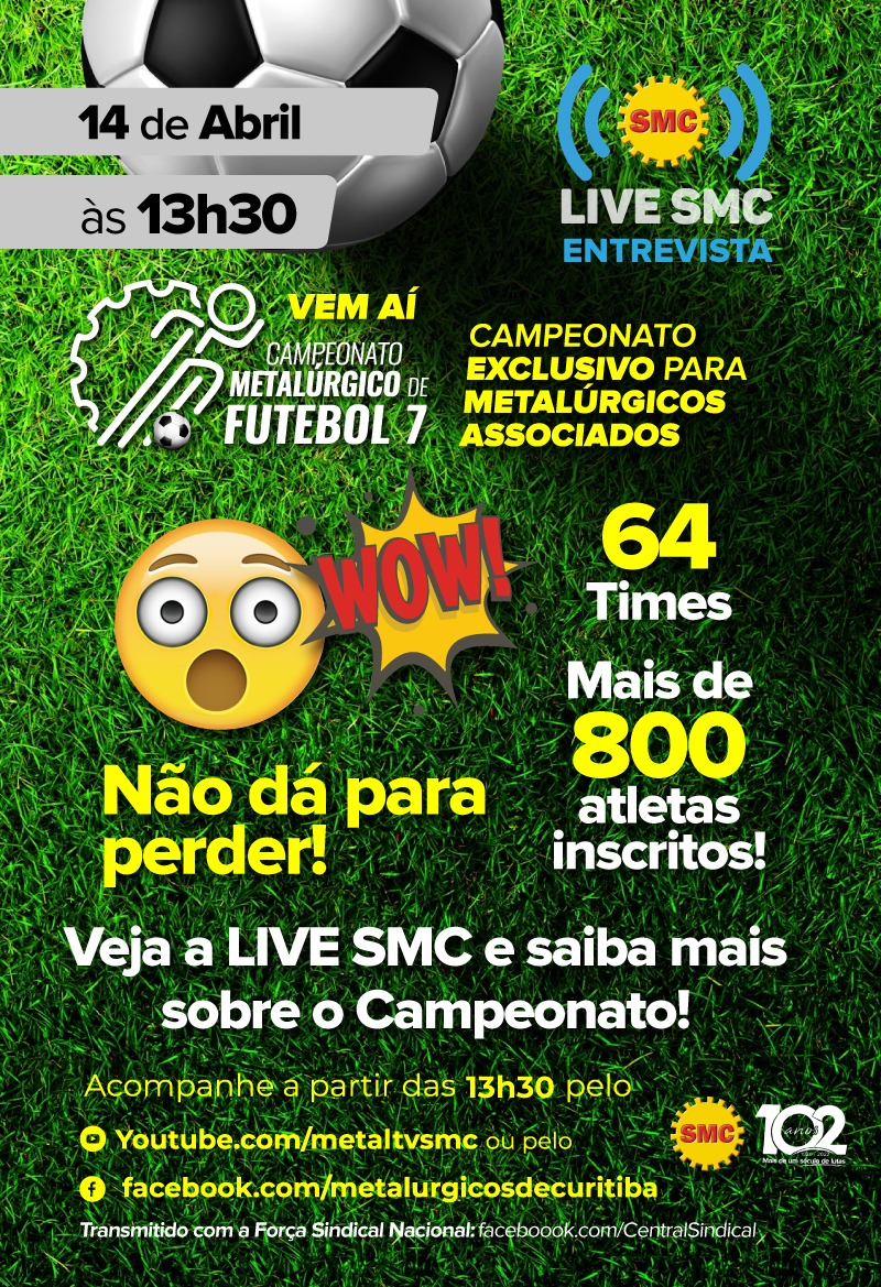 Live SMC: Campeonato Metalúrgico de Futebol vai contar com mais de 800 atletas! Arbitral é nesta segunda(18) às 19h com transmissão!