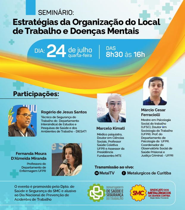 SMC realiza seminário alusivo ao Dia Nacional Prevenção dos Acidente e Doenças Relacionadas ao Trabalho. Acompanhe pelas redes sociais!