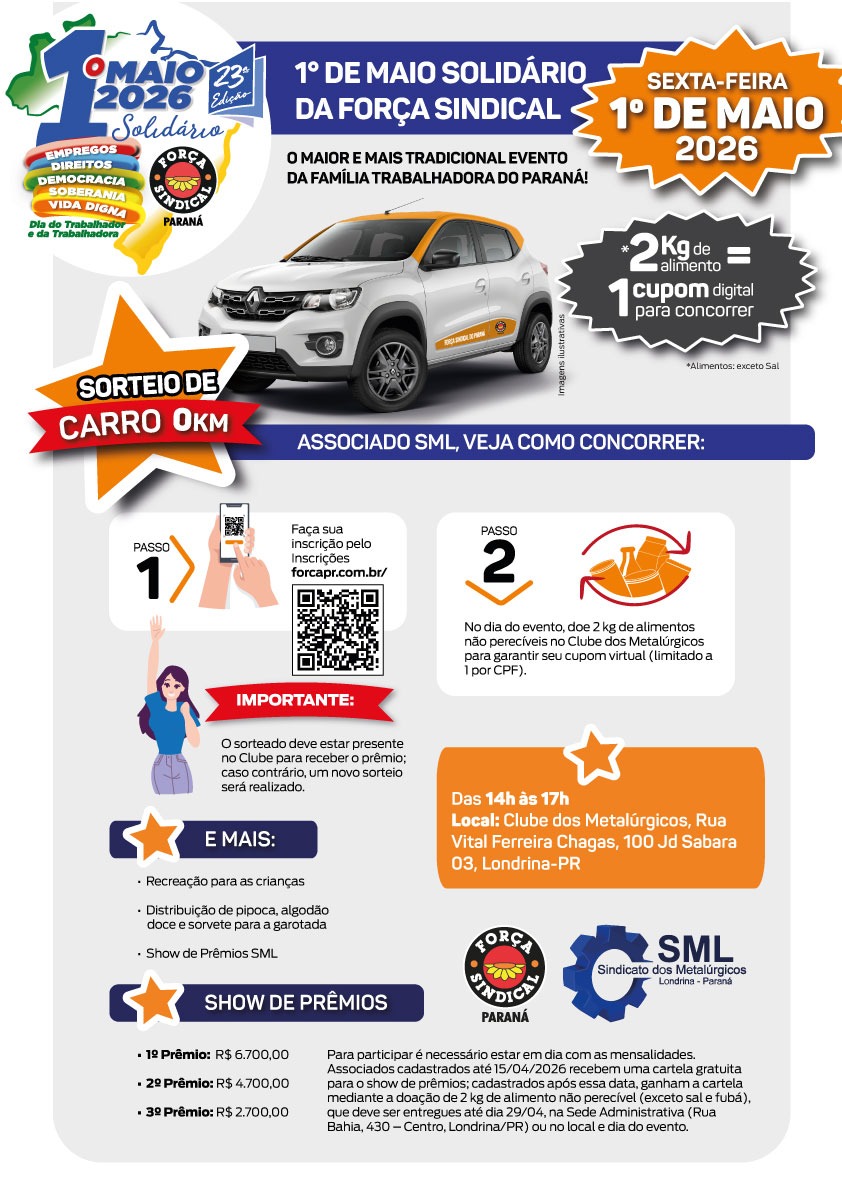1º DE MAIO SOLIDÁRIO – FORÇA SINDICAL | LONDRINA