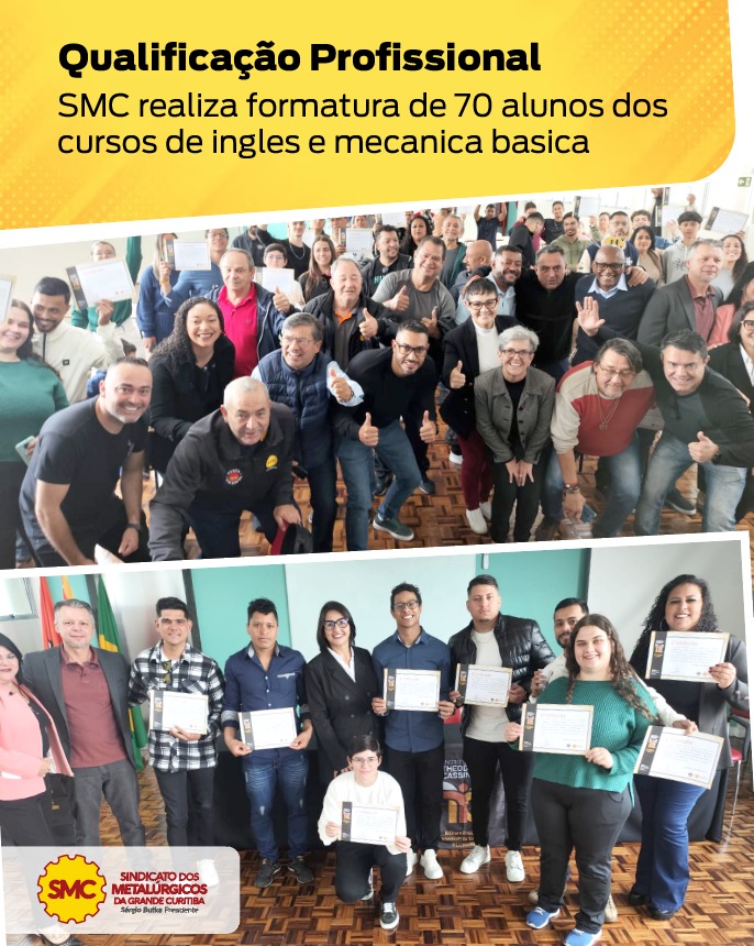 SMC REALIZA FORMATURA DE 70 ALUNOS DOS CURSOS DE INGLES E MECANICA BASICA 