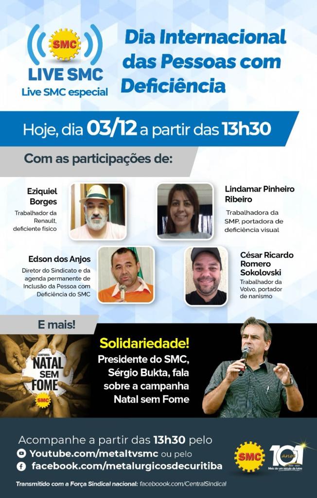Live SMC: Dia internacional das Pessoas com deficiência e Campanha Natal sem Fome