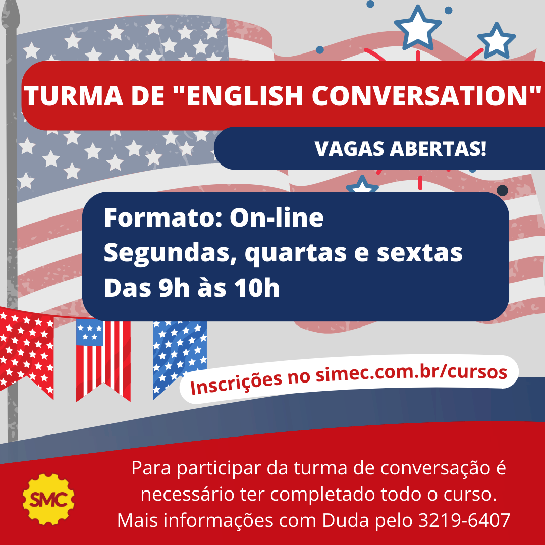 Curso de Inglês SMC: Participe da turma de conversação 