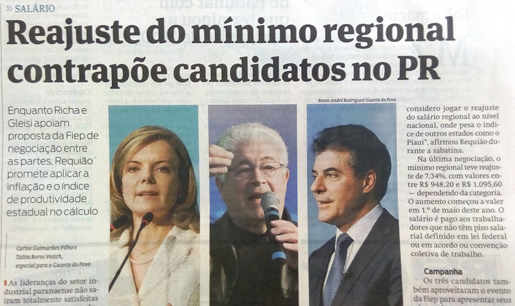 Alerta: Richa e Gleisi afinam para o patronal e colocam Piso Mínimo Regional em risco!