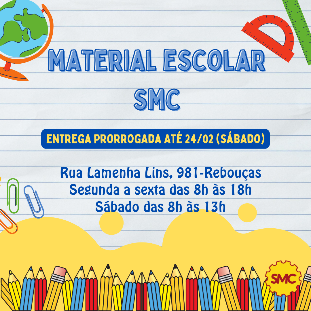 Material Escolar 2024: Entrega prorrogada até dia 24/02 (sábado)