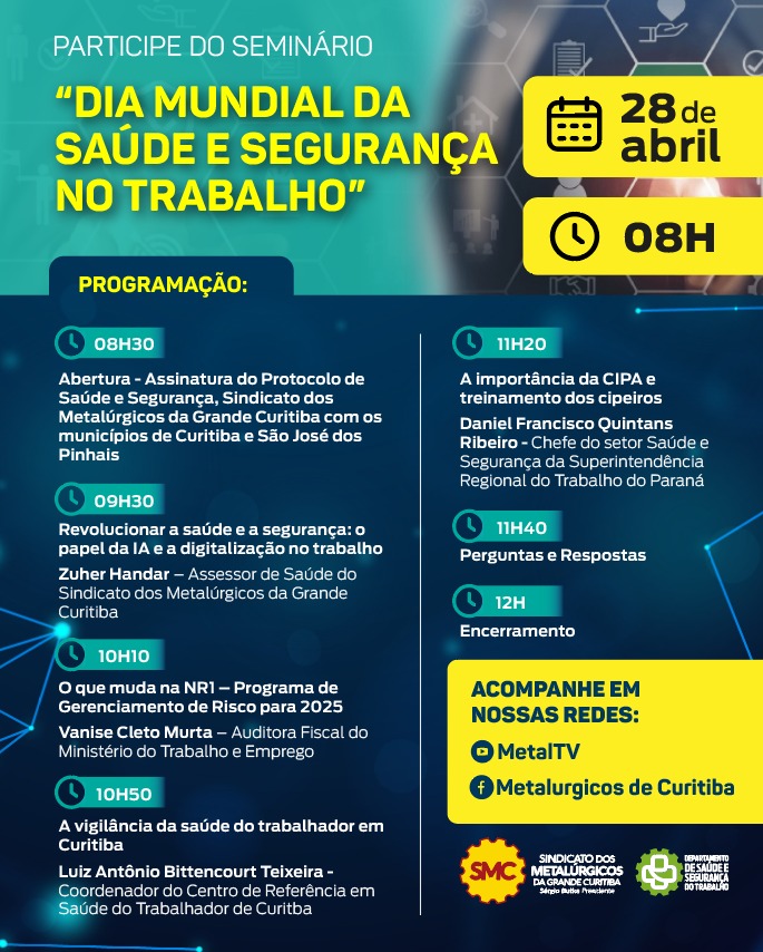 Sindicato promove Seminário “Dia Mundial da Saúde e Segurança no Trabalho” 