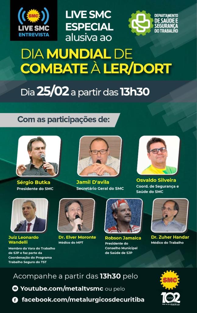 LIVE SMC ESPECIAL: 28 DE FEVEREIRO: DIA MUNDIAL DO COMBATE ÀS LESÕES POR ESFORÇO REPETITIVO (LER)