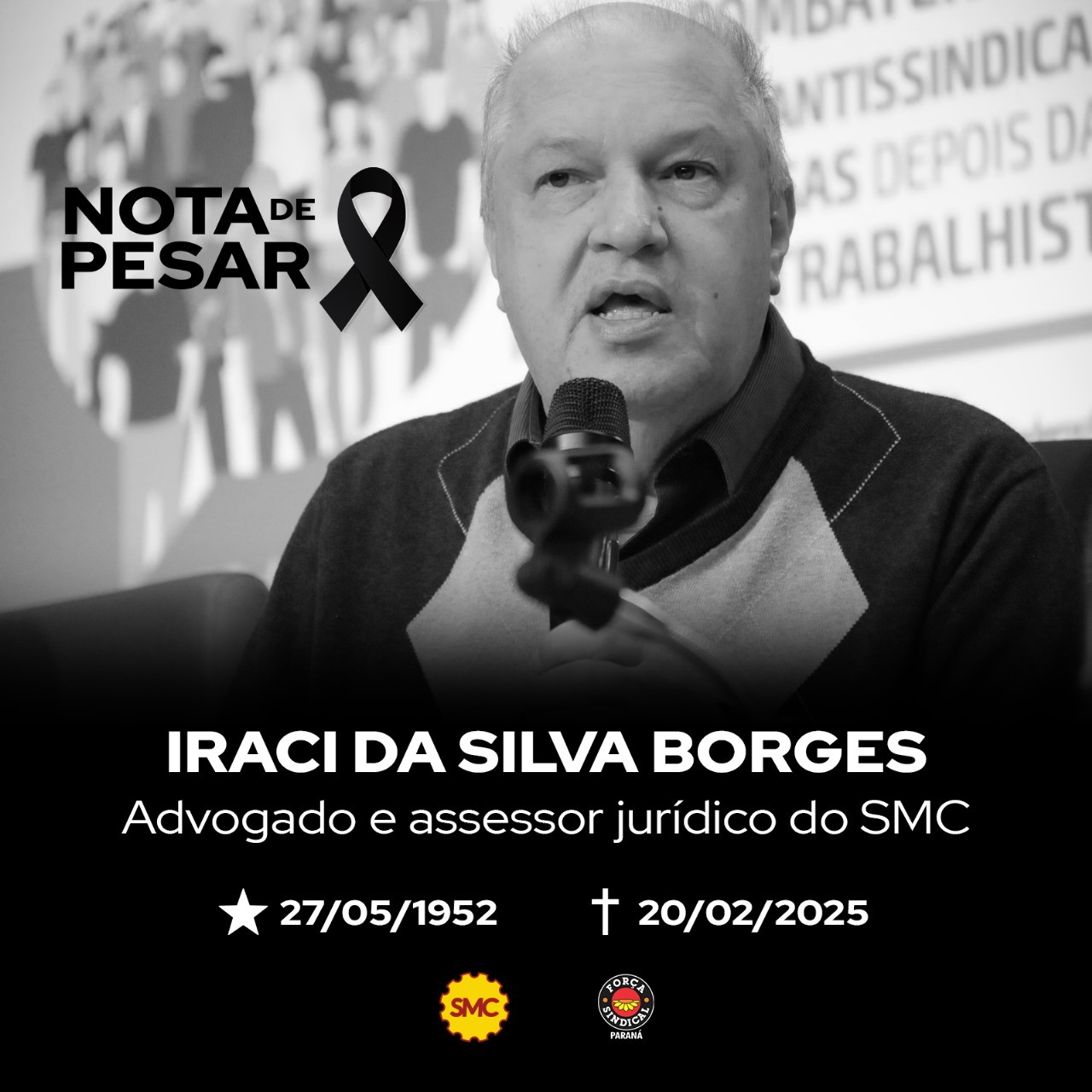 NOTA DE PESAR – IRACI DA SILVA BORGES