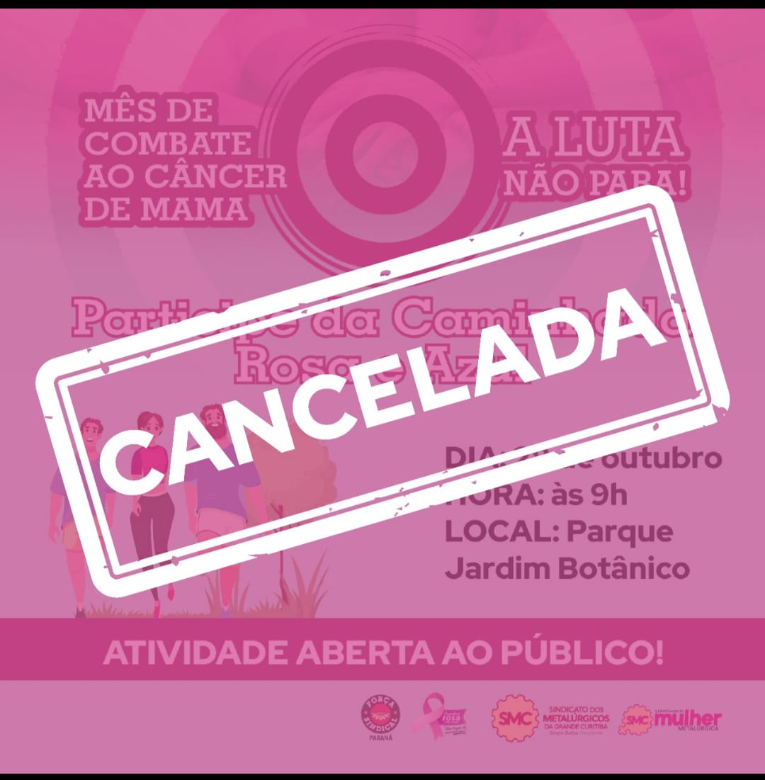 ATENÇÃO! CAMINHADA ROSA E AZUL CANCELADA DEVIDO À CHUVA