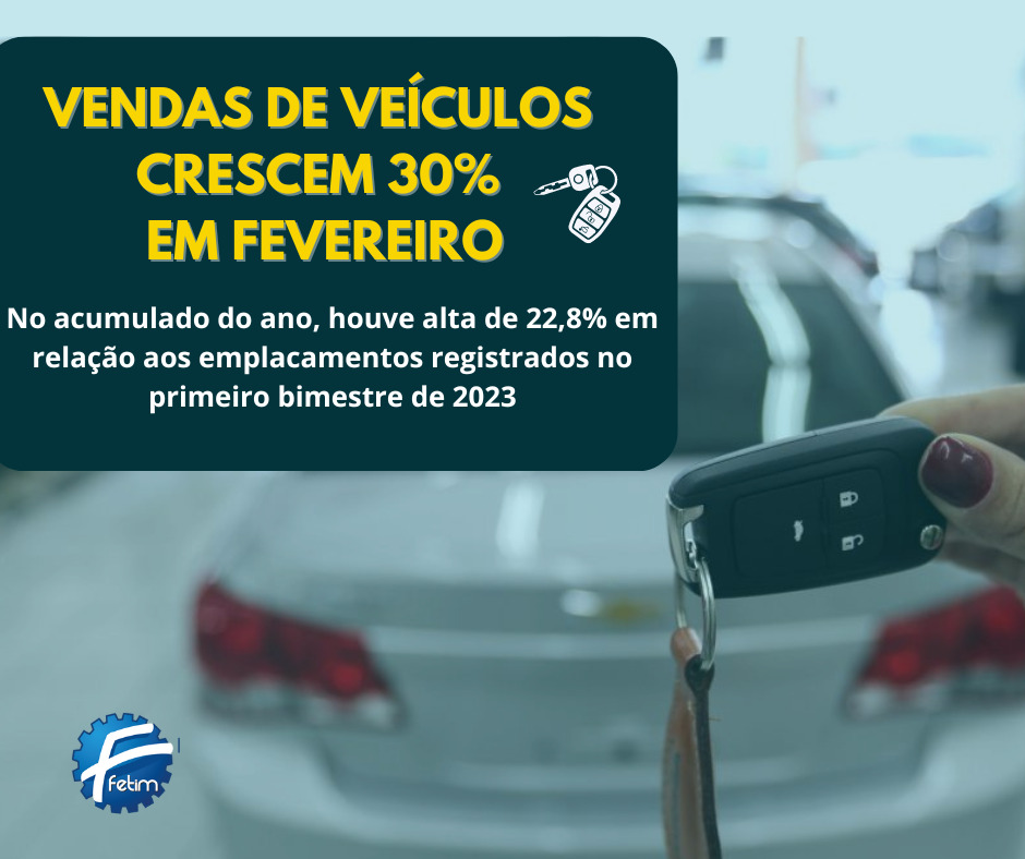 VENDAS DE VEÍCULOS CRESCEM 30% EM FEVEREIRO